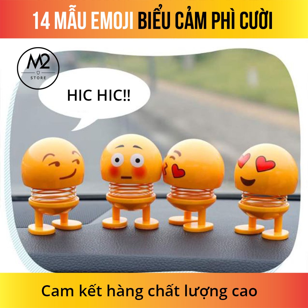 Lò xo mặt cười dễ thương  - Emoji lắc đầu để bàn, gắn xe độc đáo
