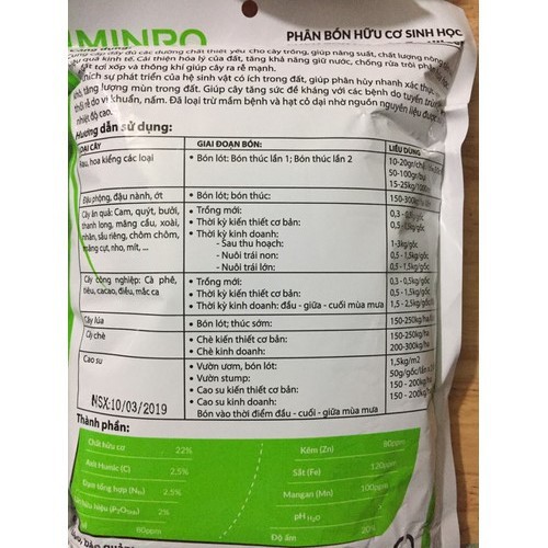 Phân Hữu Cơ Sinh Học Cao Cấp Minro (700g) - Phân hữu cơ Minro