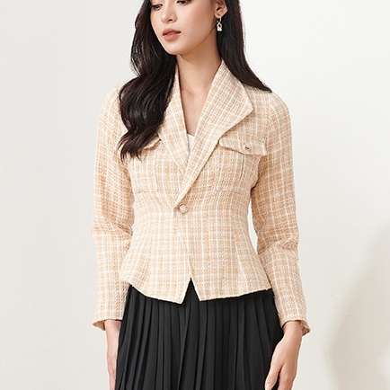 Áo Khoác Vest Len Tay Dài Công Sở LEOSWEARING Áo Dạ Ngắn Nữ Hàn Quốc Chất Len Mềm Dày Cài Nút Tôn Dáng D81