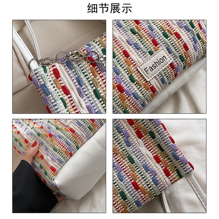 Túi đeo chéo JASMIN NOIR vải canvas phối dây xích thời trang dành cho nữ