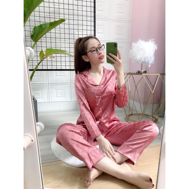 Bộ Pijama Mặc Ở Nhà - Bộ Lụa Gấm Dài Tay Họa Tiết Đẹp | BigBuy360 - bigbuy360.vn