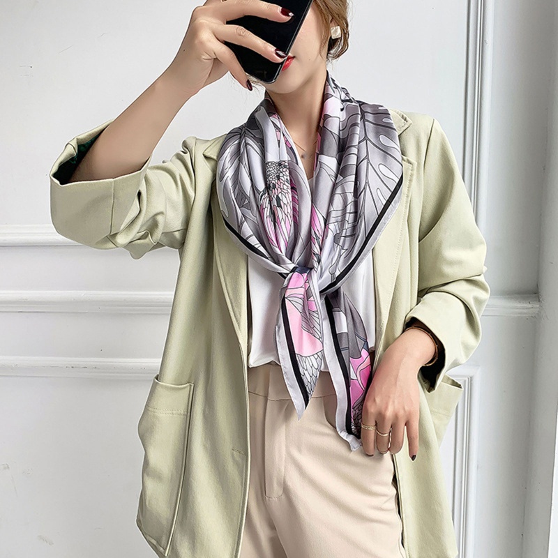 Khăn Lụa Satin Vuông 90x90cm In Họa Tiết Thời Trang Cho Nữ