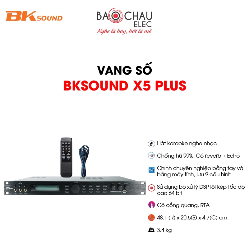 [CHÍNH HÃNG] Vang Số Karaoke Nghe Nhạc BKSound X5 Plus | Chống Hú - Kết Nối Cổng Quang, RTA - Giá Rẻ (Giá 1 Chiếc)