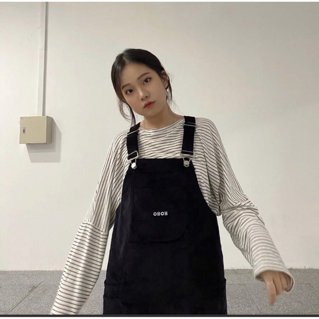 ĐẦM YẾM OH OH KAKI DÁNG SUÔNG VINTAGE UNISEX | BigBuy360 - bigbuy360.vn