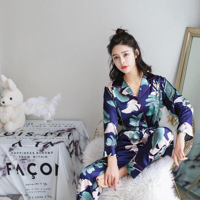 Bộ ngủ lụa dài tay họa tiết siêu xinh-BN008 | BigBuy360 - bigbuy360.vn