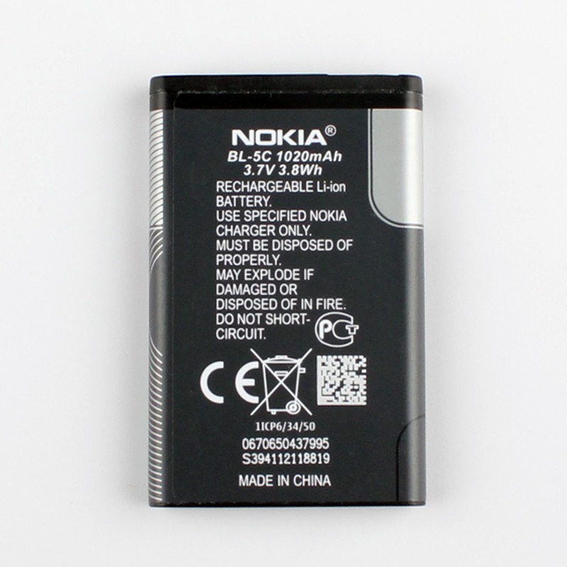 Pin Nokia BL 5C zin LK, 2iC Chống Phù,Chống Nổ, Dung Lượng 1020mAh ,Cho Nokia 1280,1200,1110i,7610