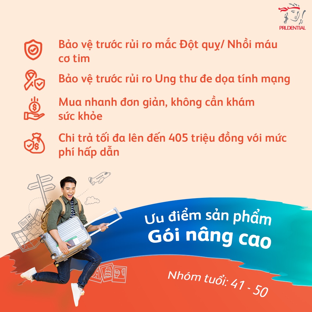 Toàn quốc [E-Voucher] Prudential - Bảo hiểm PRU-Vui Sống - gói Nâng cao [nhóm tuổi 41-50]