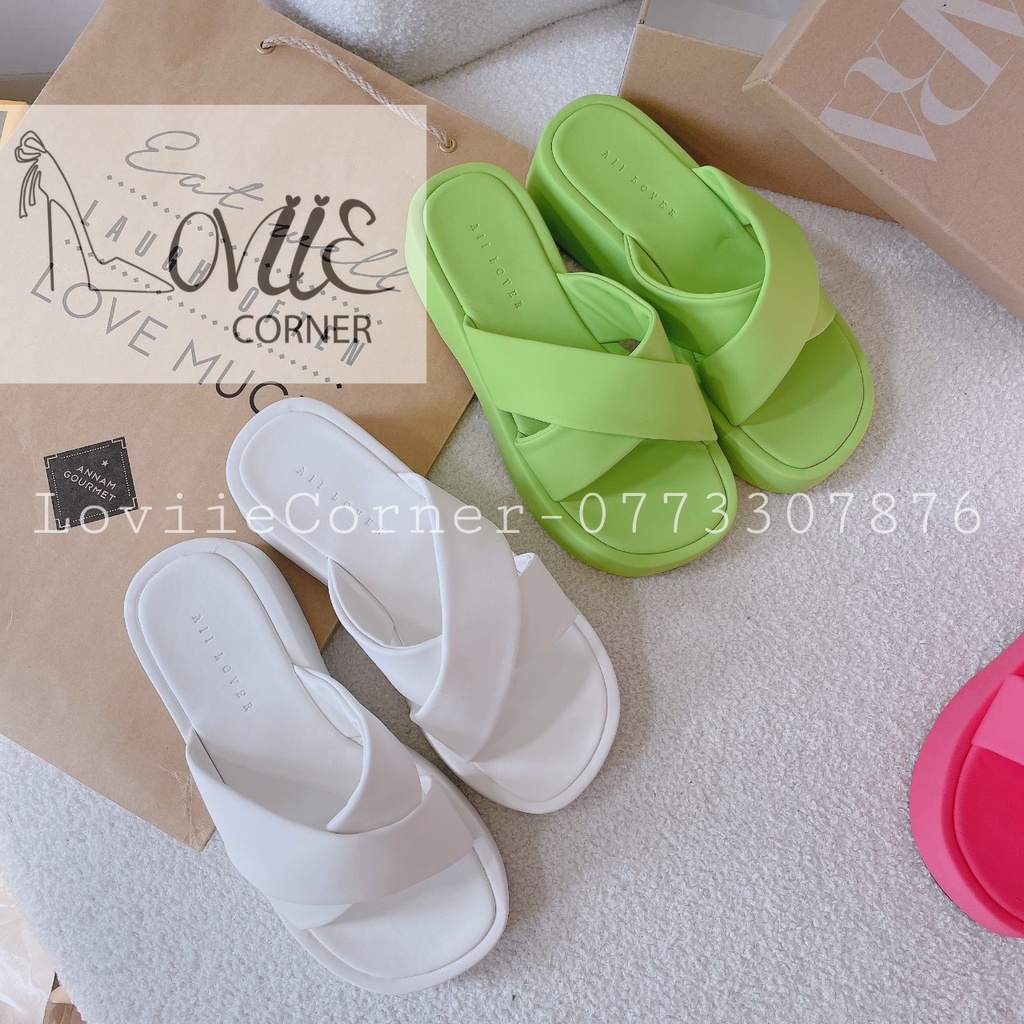 DÉP NỮ LOVIECORNER - DÉP THỜI TRANG PHONG CÁCH XUỒNG QUAI NGANG CHÉO TRƠN ĐẾ BẰNG D220870