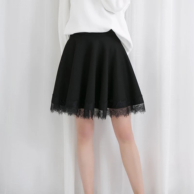chân váy xòe phối ren dài 50cm