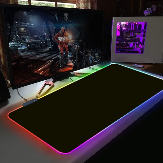 Lót Chuột, Pad Chuột LED RGB Custom ROG, AORUS, MSI, COSAIR, LOGITECH Size Lớn 80x30/ 90x40CM FUGEAR