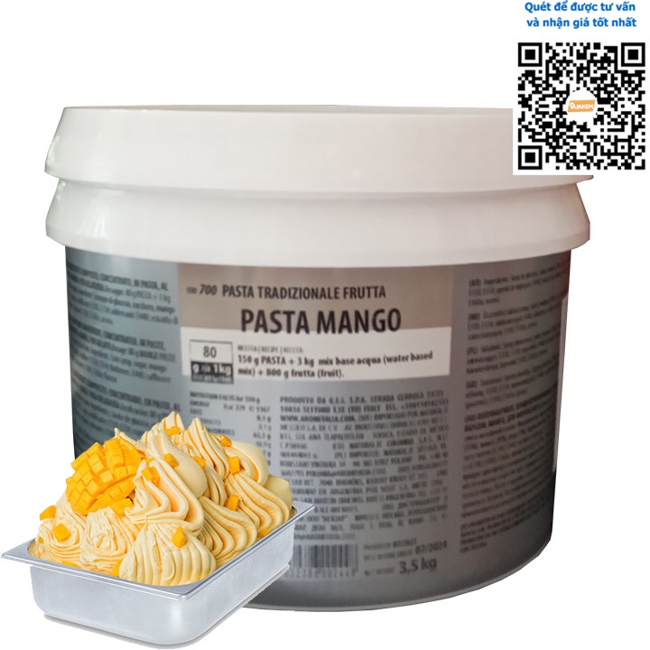 Hộp 3,5kg Hương liệu làm kem, bánh vị Xoài Aromitala Pasta Mango thumbnail