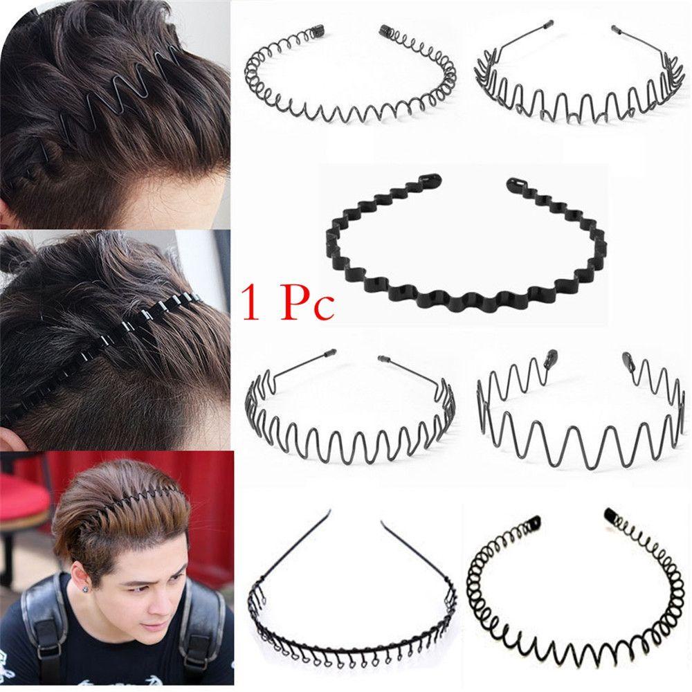 1 Băng Đô Cài Tóc Lượn Sóng Màu Đen Thời Trang Unisex