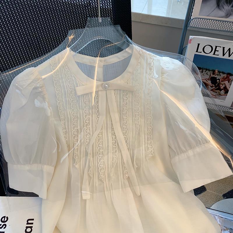 Áo Sơ Mi Chiffon Tay Phồng Thắt Nơ Thời Trang Mùa Hè Hàng Mới Dành Cho Nữ