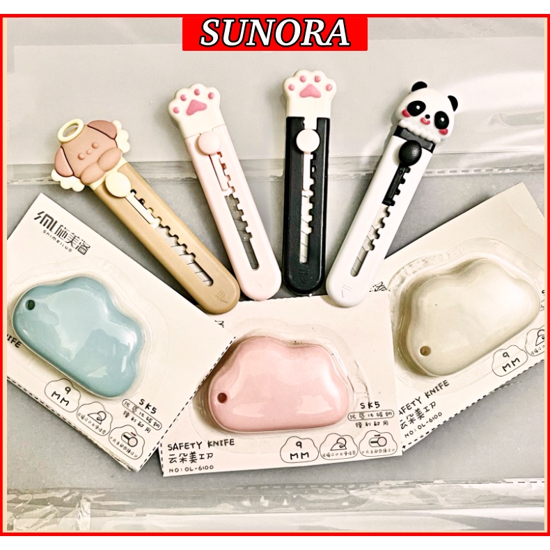 Dao Rọc Giấy Mini Cute Loại Tốt Thép Không Gỉ Hình Đám Mây, Chân Mèo Các Mẫu
