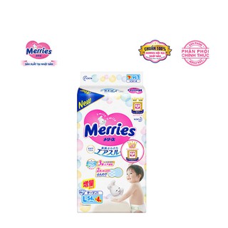 Tã/bỉm dán Merries size L - 54 + 4 miếng (Cho bé dưới 9-14 kg)