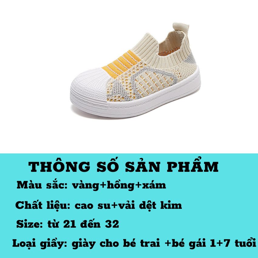 Giày Lười Cho Bé Trai Bé Gái ❤️ Cổ Chun Đế Bệt Từ 1 Đến 7 Tuổi Phong Cách Canvas Chống Trơn Trượt GE08