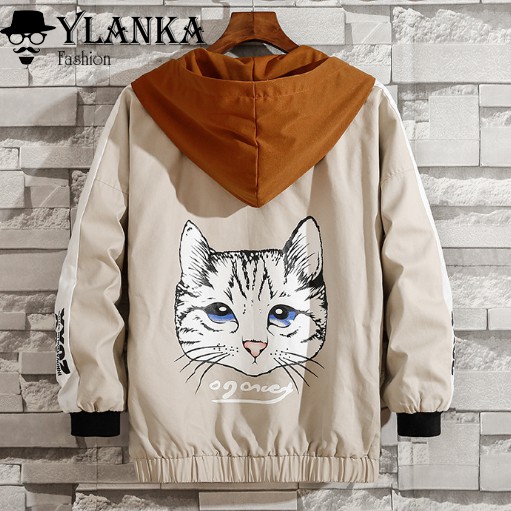 HOT 2019 - Áo Khoác Nam Nũ Thu Đông Có Mũ, Áo Khoác Nam Có Mũ Dày Dặn, Hình Mèo Sau Lưng