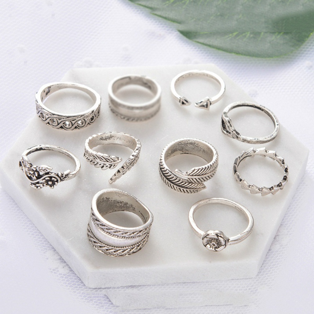 Set 9 Nhẫn Đeo Khớp Ngón Tay Vintage Cho Nữ