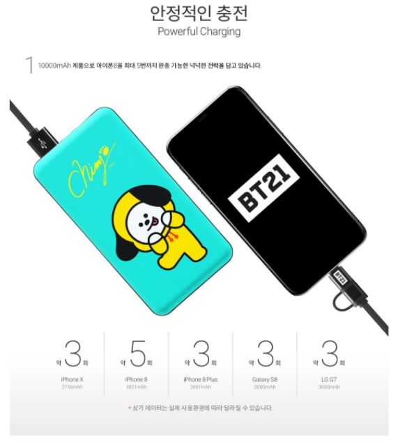 Sạc dự phòng BT21 5000mah ~ 10.000mah hàng Official.