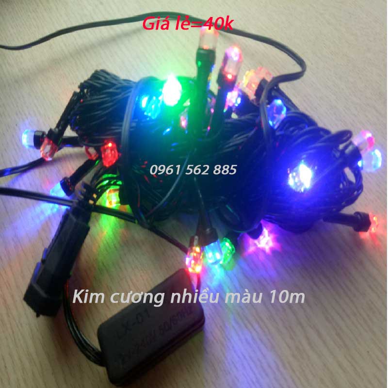 Đèn Nháy Led Kim Cương Dây Dài 10m Chống Nước Siêu Bền-Nhiều Màu_Có Ổ Cắm Nối Dây-Model 2021