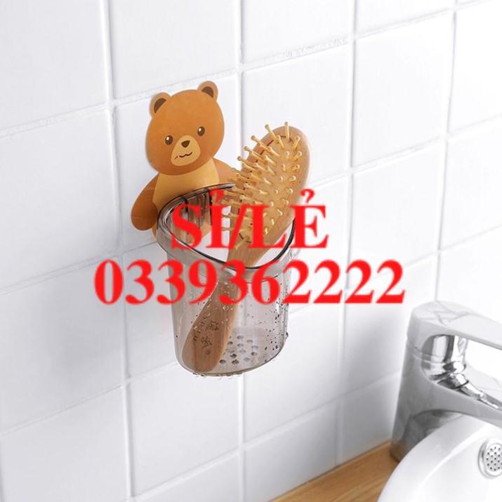 [ COCOLOVE ] Cốc cắm bàn chải kem đánh răng dán tường hình gấu (CG02)