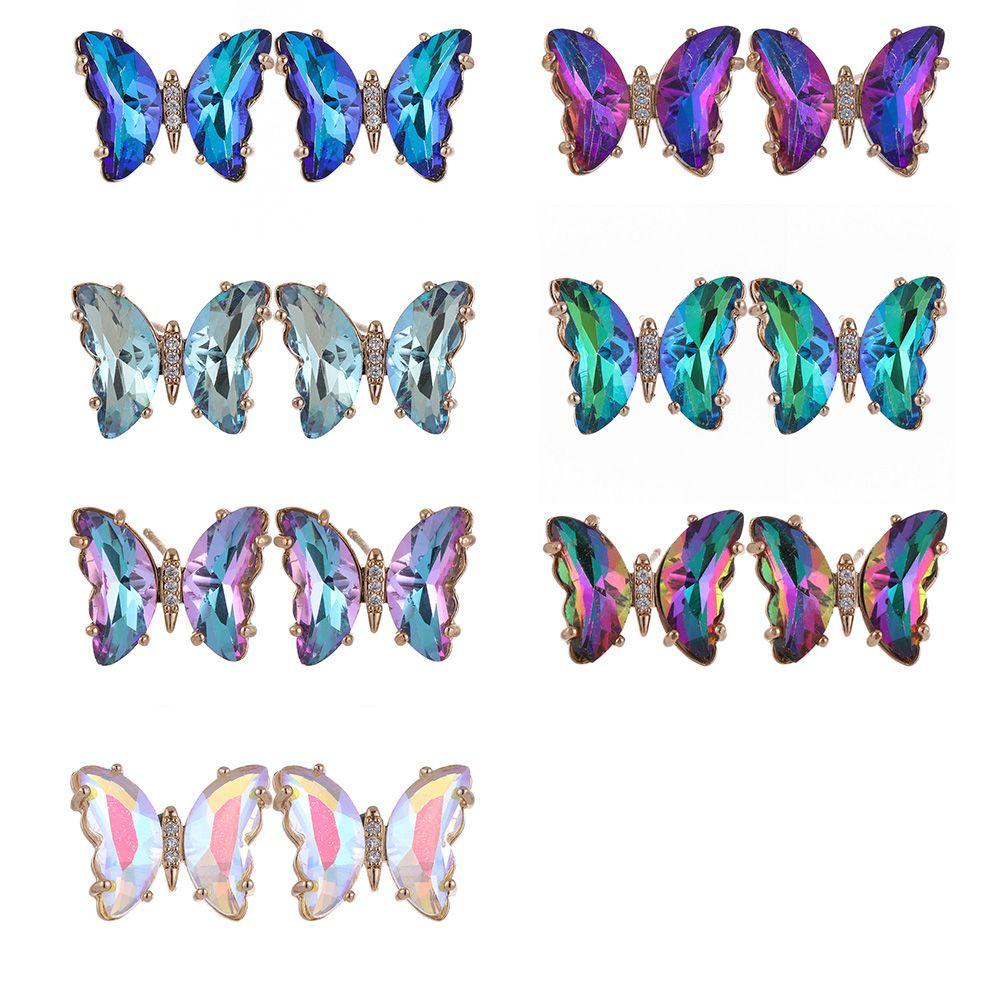 1 Cặp Bông Tai Xỏ Lỗ Màu Sắc Gradient Dành Cho Nữ