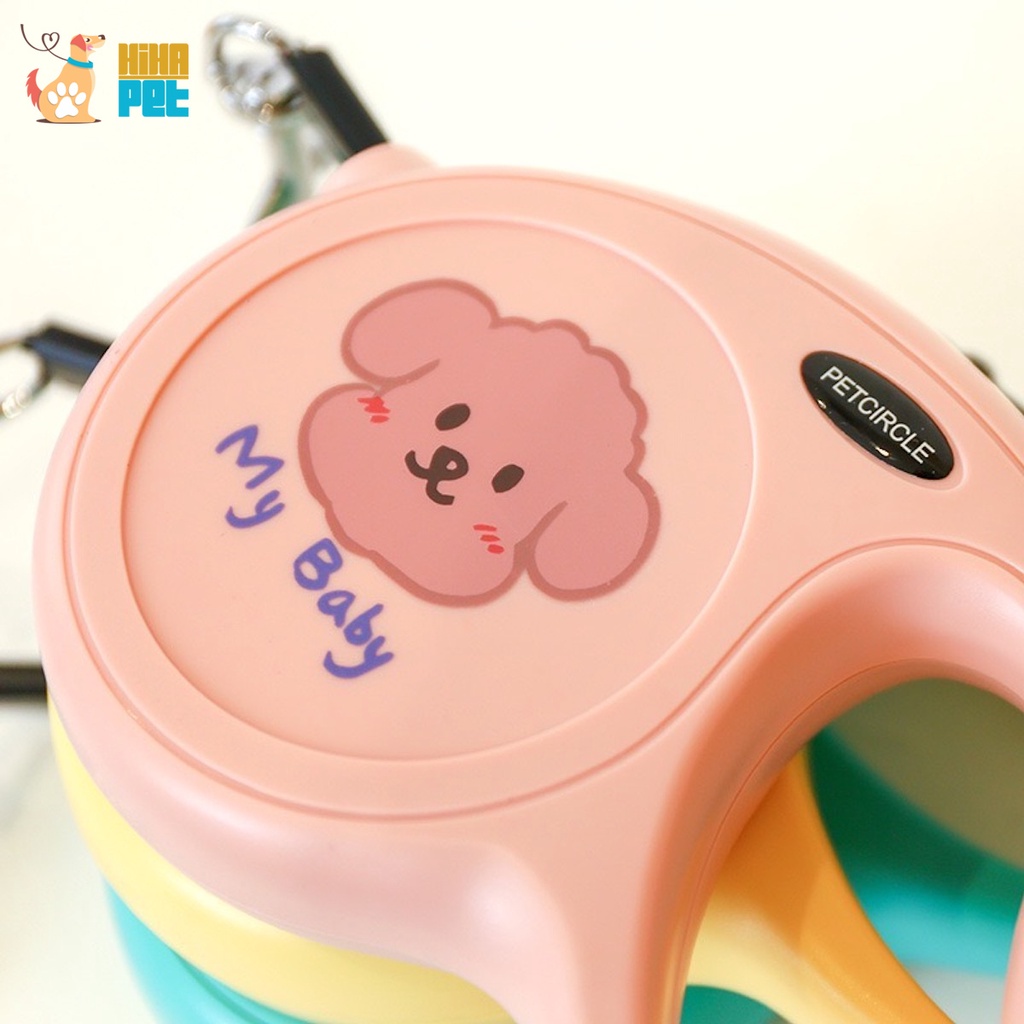 Dây Dắt Chó Mèo Đi Dạo, Du Lịch Dễ Thương Dây Rút Dài 5 Mét Ấn Nút Tự Động Cao Cấp Hihapet.