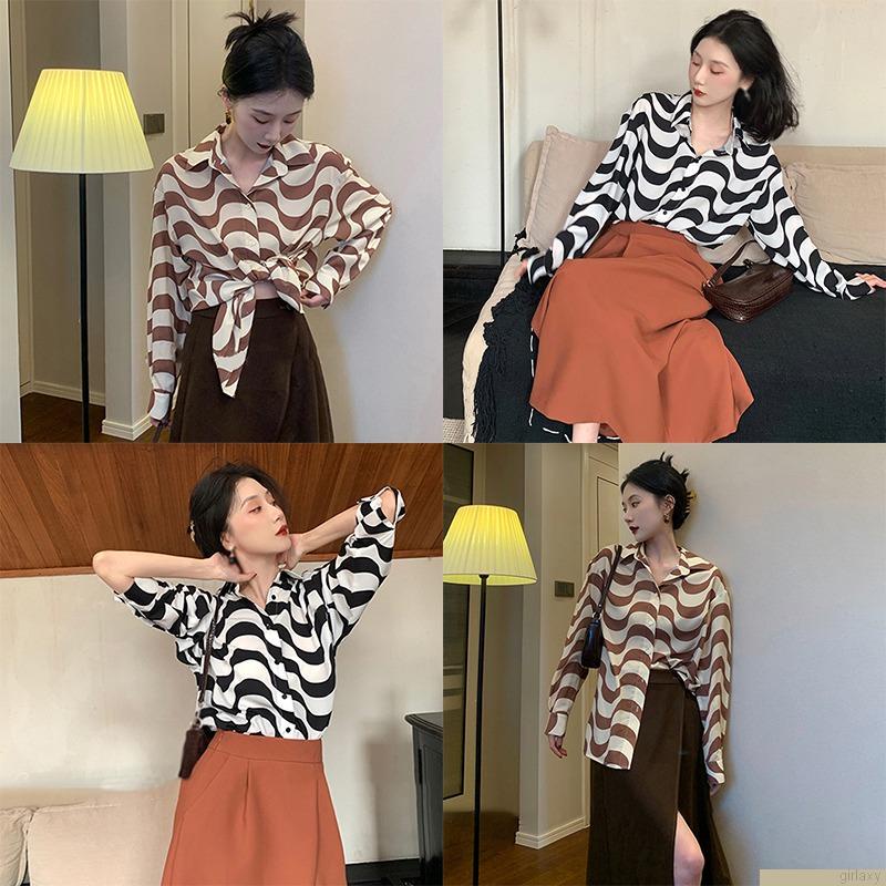 Áo sơ mi nữ dài tay cổ bẻ thời trang Hàn