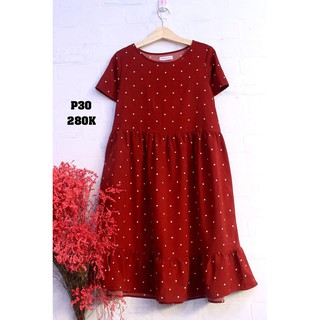 Váy chấm bi cộc tay xanh than hoặc đỏ đuôi cá