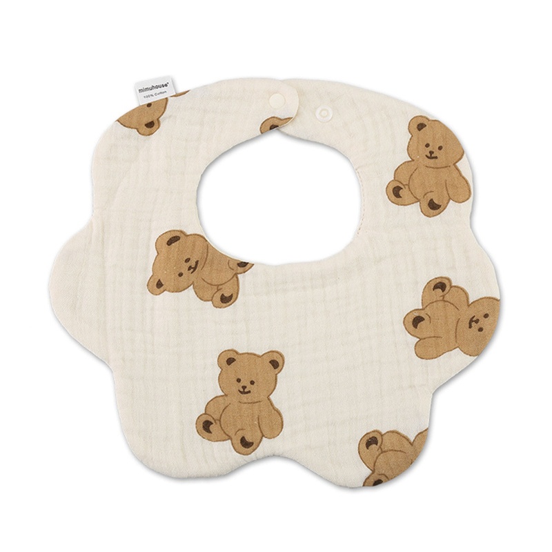 Yếm Ăn Bằng Cotton Siêu Mềm In Hình Cánh Hoa Dễ Thương Cho Bé Sơ Sinh