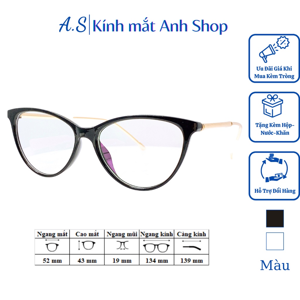 Kính mắt mèo nữ giới  chất liệu nhựa dẻo kết hợp càng kính kim loại phong cách trẻ trung 5029