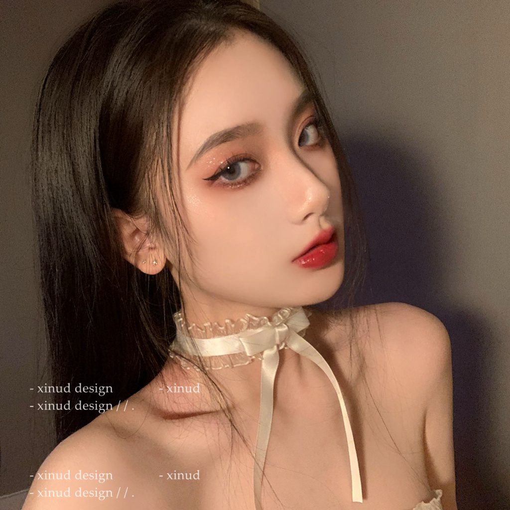 Lace bow knot necklace wild short clavicle chain necklace women