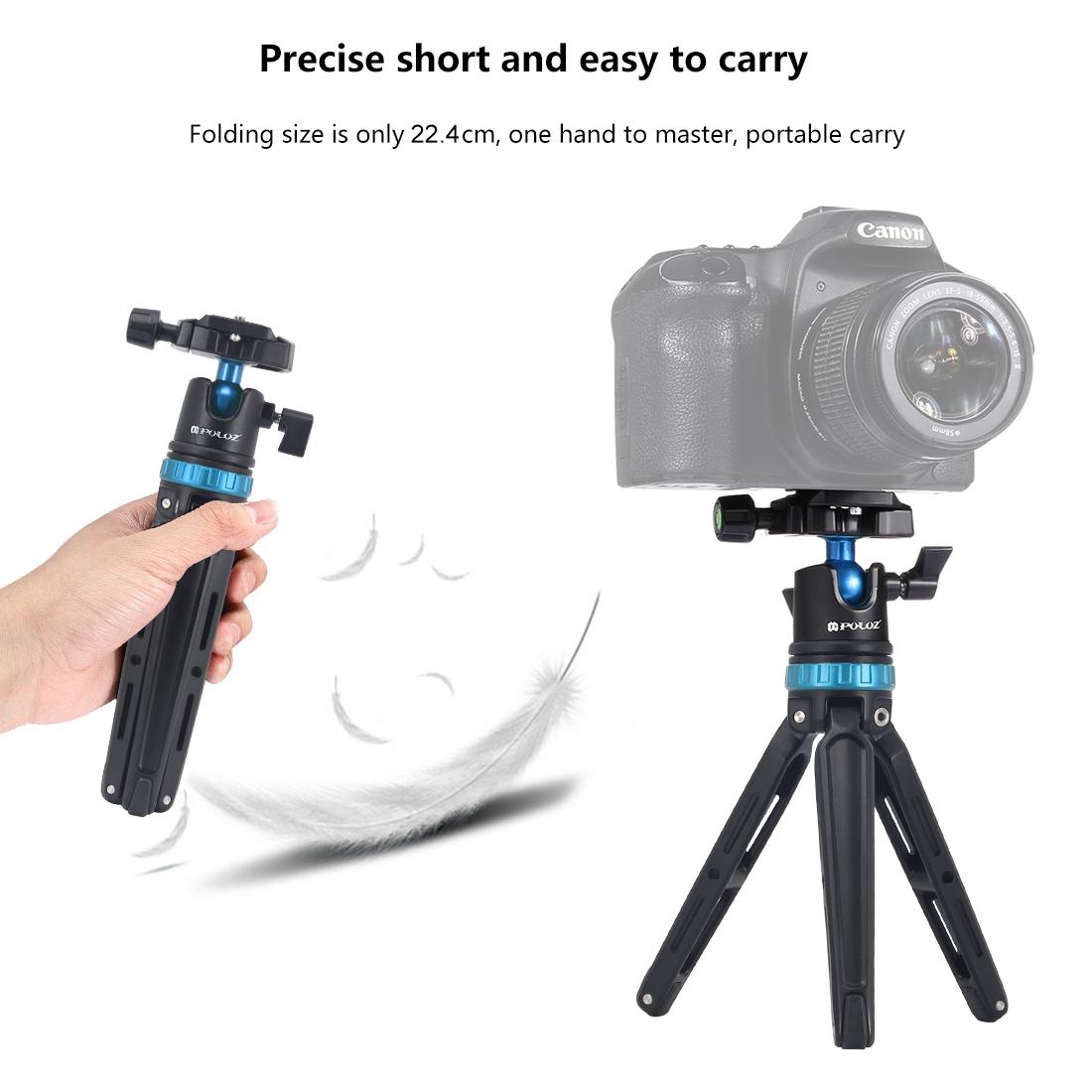 PULUZ 360 Degree Adjustable  Mini Tabletop Tripod Phone Camera Removable Ball Head Portable Foldable With 1/4  Mounting Screw For  Huawei Xiaomi Redmi Vivo Oppo Lenovo Ipnone Apple Smart Phone Dslr / Mirrorless Cameras Dv L-Ed Video Light Pocket Metal Des