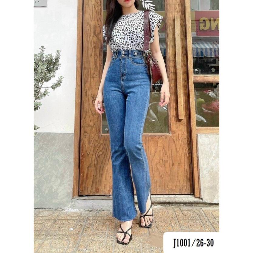Quần Jean Nữ Ống Loe Lưng Cao 2 Nút Siêu Tôn Dáng J1001 - Jeany Đẹp i