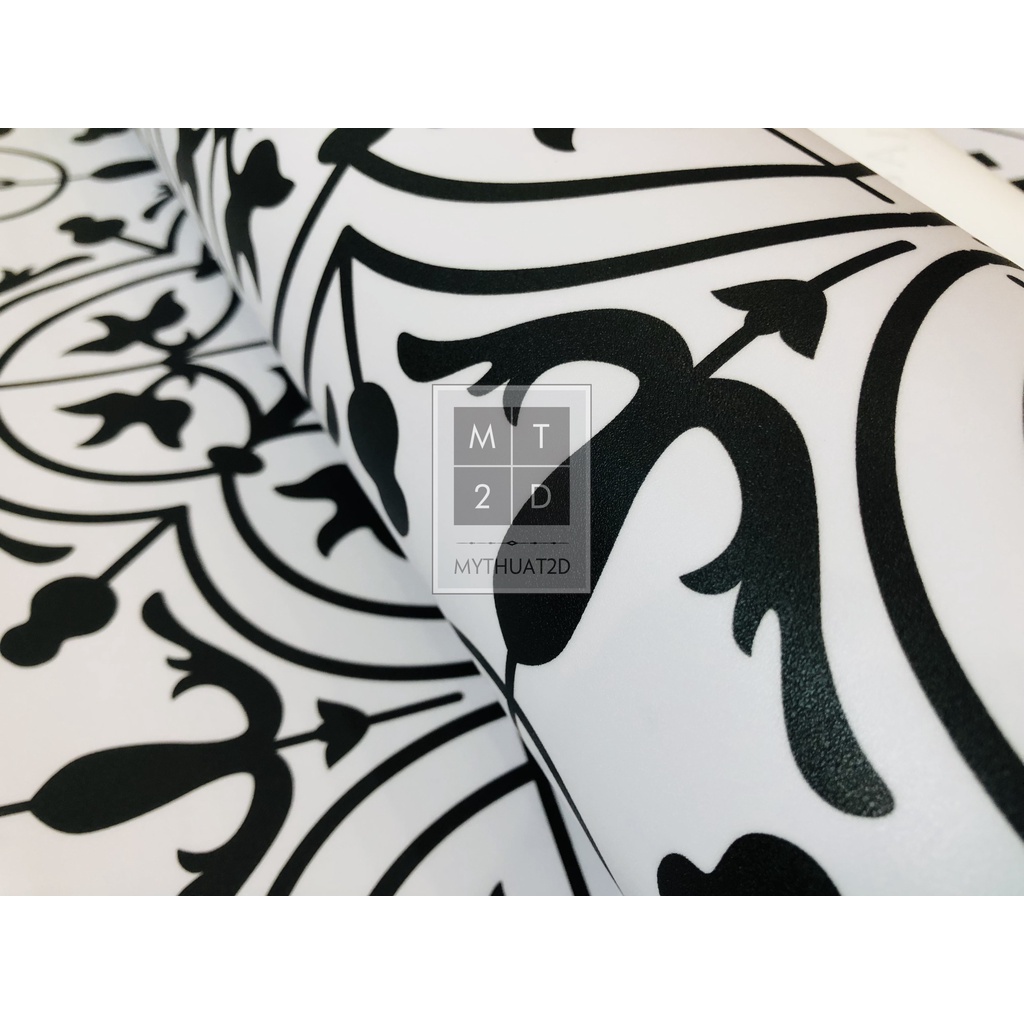 Decal gạch bông dán Sàn nhà hoa văn 1 hoạ tiết Black Color - mã FL270