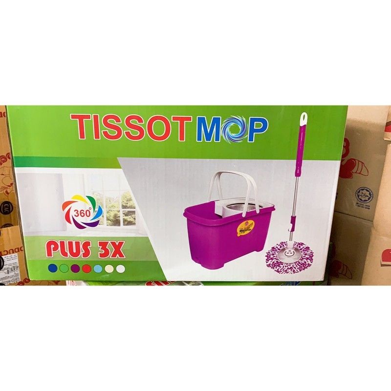 Bộ lau nhà 360 độ Tissot Mop, lồng quay inox siêu nhẹ, siêu bền