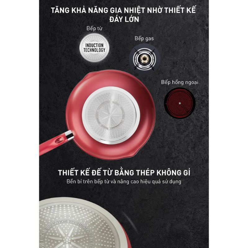 Chảo Tefal chống dính Sâu lòng, chảo Cạn đủ size, hàng chính hãng cao cấp đáy từ