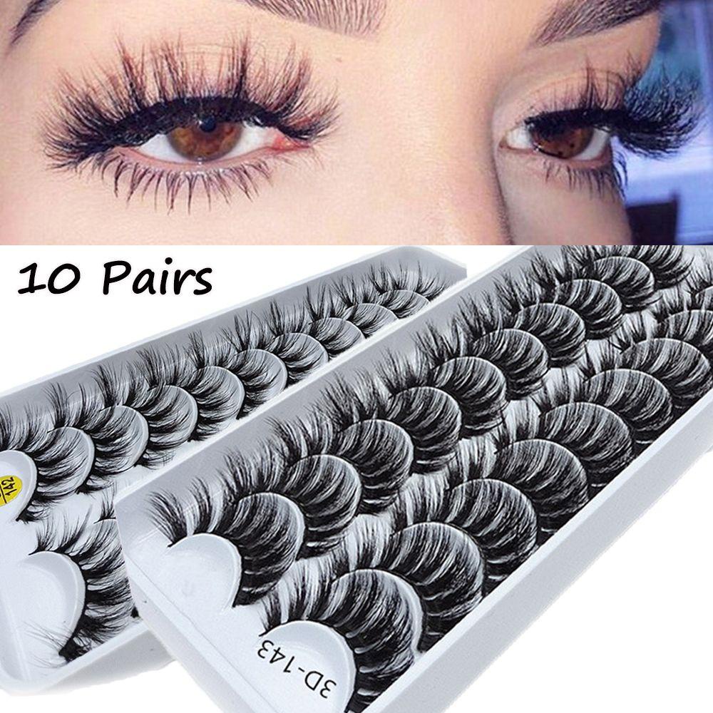 Bộ 10 Cặp Lông Mi Giả SKONHED Nhiều Lớp Tạo Hiệu Ứng Trang Điểm Mắt 3D