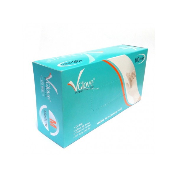 Găng tay y tế có bột VGloves hộp 100 cái size s
