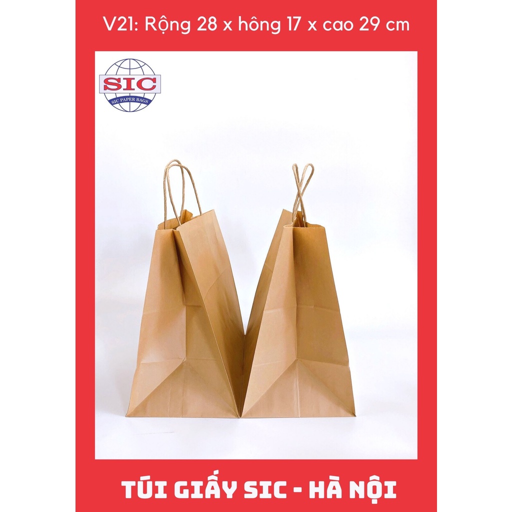 [SET 10 CHIẾC] TÚI GIẤY KRAFT V21: 28x17x29cm CÓ QUAI ( ẢNH THẬT)