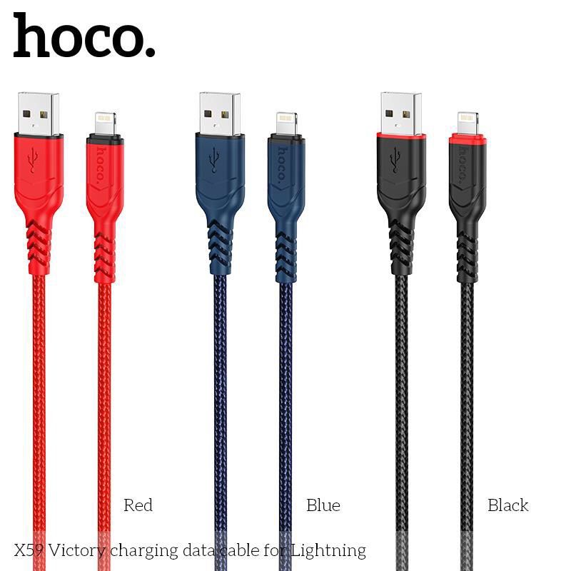 Cáp sạc nhanh iphone Hoco X59 USB to Lightning sạc nhanh 2.4A, đầu sạc chống gẫy gập bảo hành 12 tháng