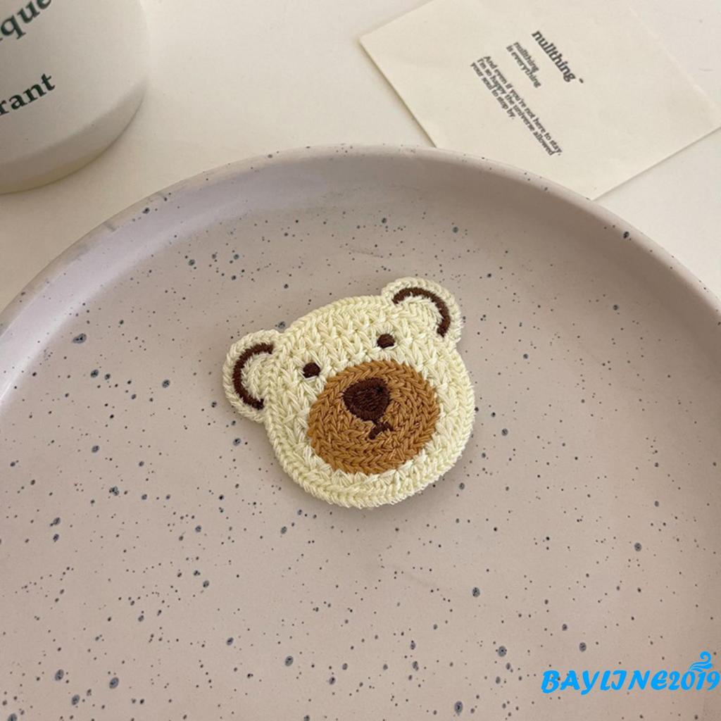 BAY-Kẹp tóc vải hình gấu hoạt hình dễ thương và phụ kiện tóc màu be/ nâu cho nữ