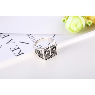 Nhẫn inox mạ bạc hình mỏ neo độc đáo