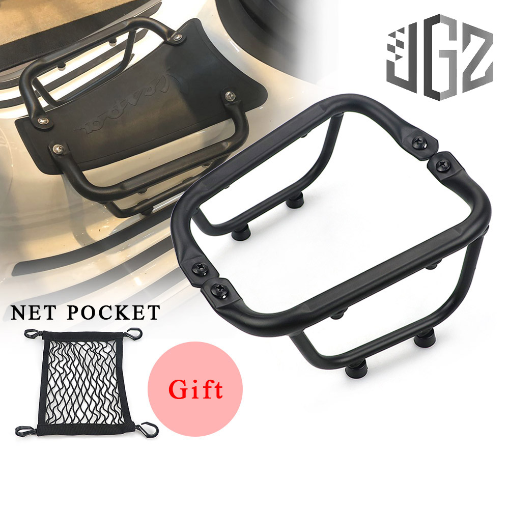 Baga sàn Free Net Pocket Motorcycle Aluminum Luggage Rack Footboard Package Holder Bracket with Net Bag Motorbike Battery Rack  for Piaggio Vespa Sprint Primavera 125 150 2013 -2017 2018 2019 2020 2021