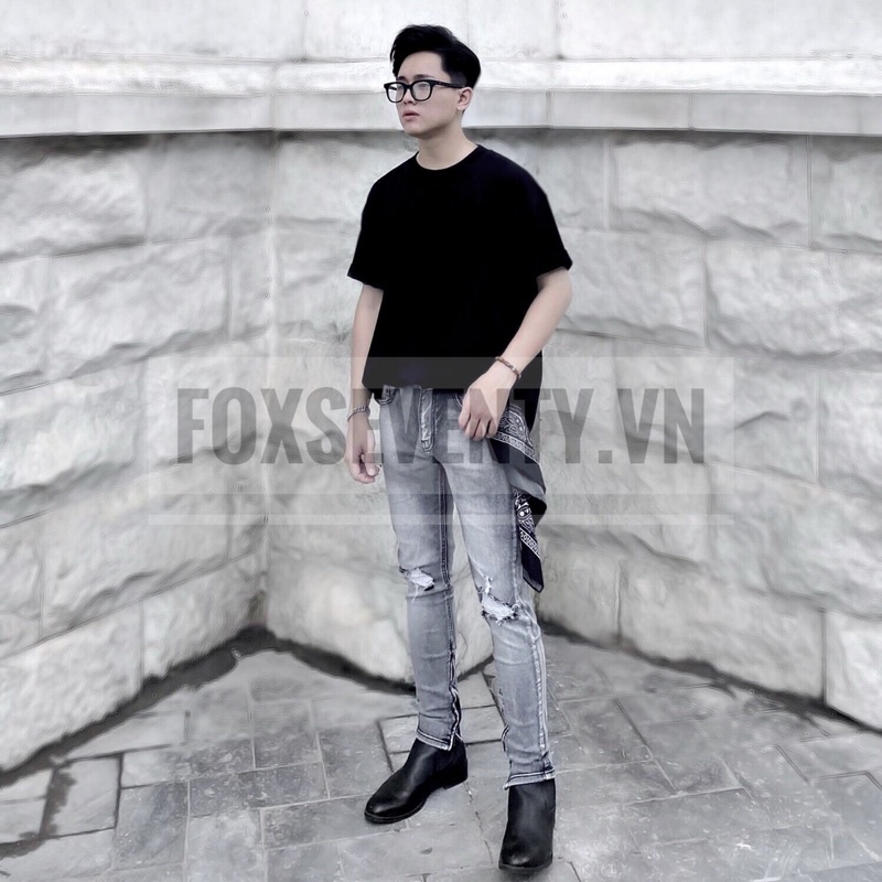 Quần jean có khóa zip Foxseventy chất jean co dãn có zipper dễ phối đồ | BigBuy360 - bigbuy360.vn
