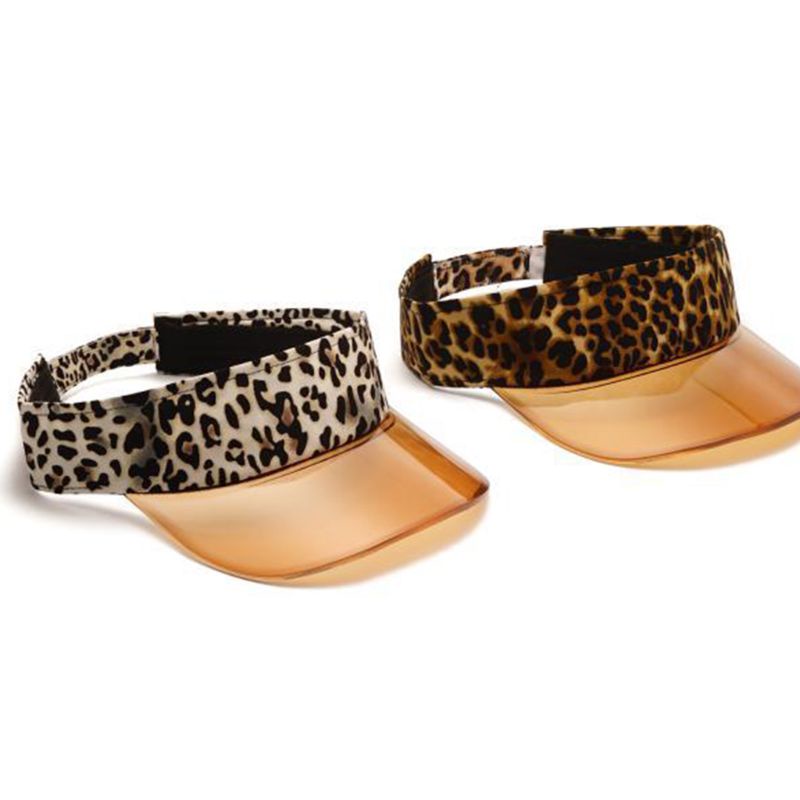 Mũ Lưỡi Trai Hở Chóp Họa Tiết Da Báo Màu Trong Suốt Phong Cách Vintage Cho Nữ