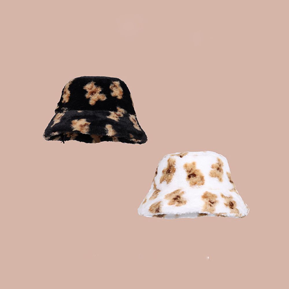 Mũ xô len cừu in hình gấu phong cách Hàn Quốc retro thời trang thu đông thiết kế đơn giản ngọt ngào nhiều màu cho nữ