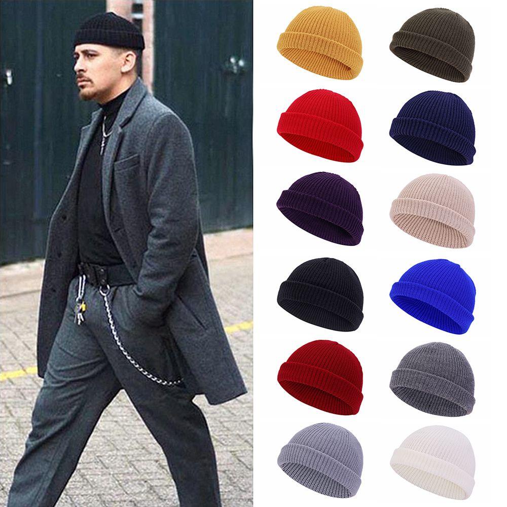 Mũ Dưa Hấu Dệt Kim Unisex Không Vành Màu Trơn Có Gân