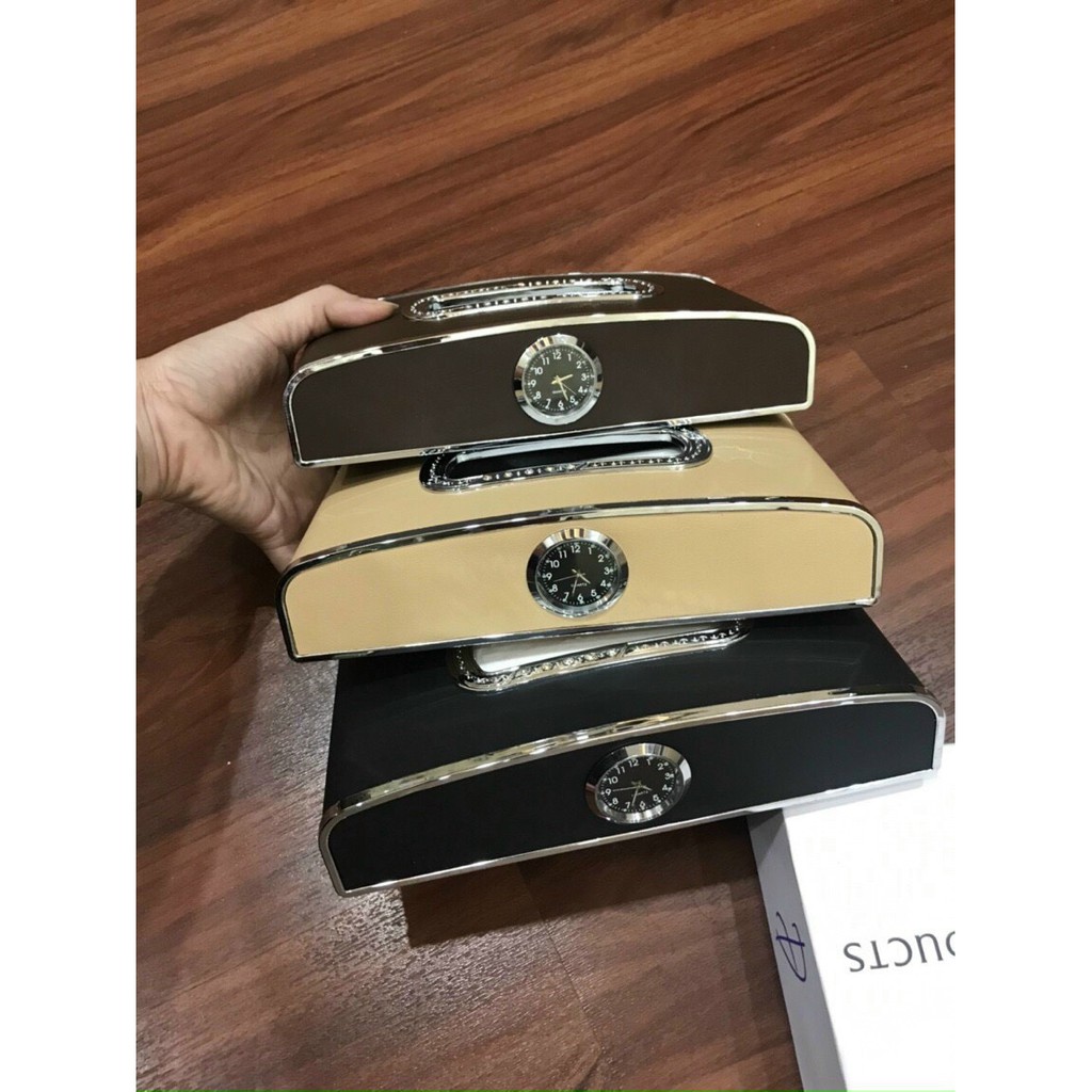 Hộp đựng khăn giấy trên ô tô có đồng hồ và bảng số điện thoại | BigBuy360 - bigbuy360.vn