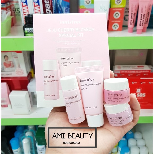 (Mini size) Set dưỡng trắng da Innisfree Jeju Cherry Blossom Special kit (4 items)